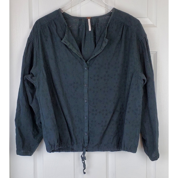 Free people  start align eyelet black  blouse - Picture 6 of 16